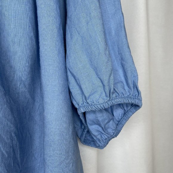 Seed Heritage Blue Linen One Shoulder Blouse Top Size 10 Asymmetric Casual Women - Picture 9 of 16